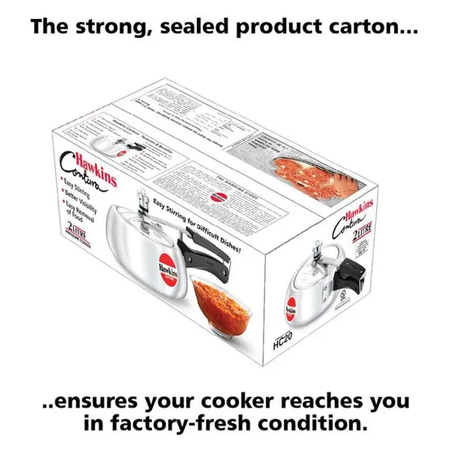 Hawkins Contura Aluminium Inner Lid Pressure Cooker - With Handle, Silver, HC20, 2 l-5.webp